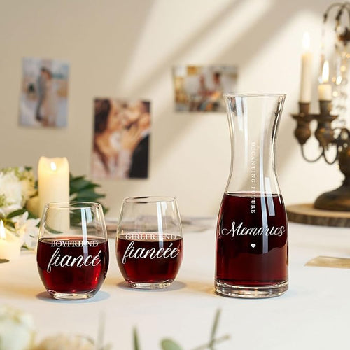 AW BRIDAL Engagement Gifts for Couples Wine Glasses Set, 2026 Fiance Gifts for Women and Newly Wed, Wedding Gift for Bride and Groom, Wine Decanter Set for Engagement and Bridal Shower