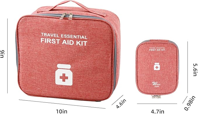 TOPASION Empty First Aid Bags, Travel Medicine Bag, Medical Supplies Organizer Bag, Portable Kit for Traveling, Car, Home, Camping, Office, Hiking, Outdoor (Cationic Wine Red)