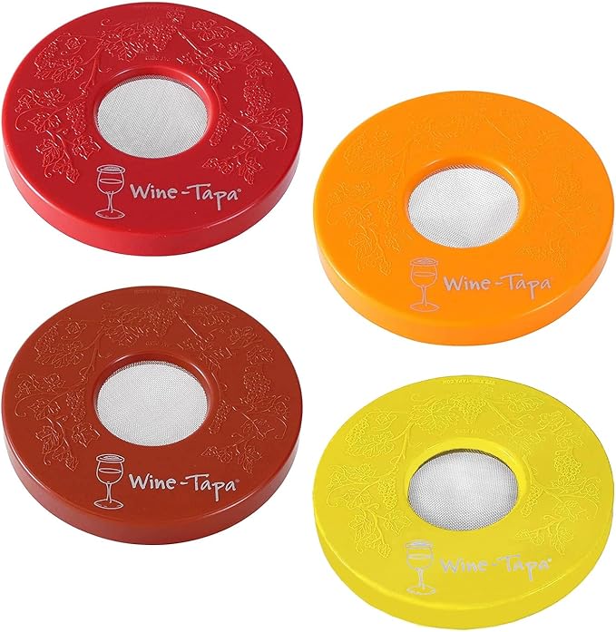 Drinking Glass Covers-Keep Bugs Away from Wine Glasses Outdoors-Use as Cover for Coffee Mugs, Soda Cans, and Drinking Glasses, Set of 4 No Spill Drink Covers (Morning Glory)