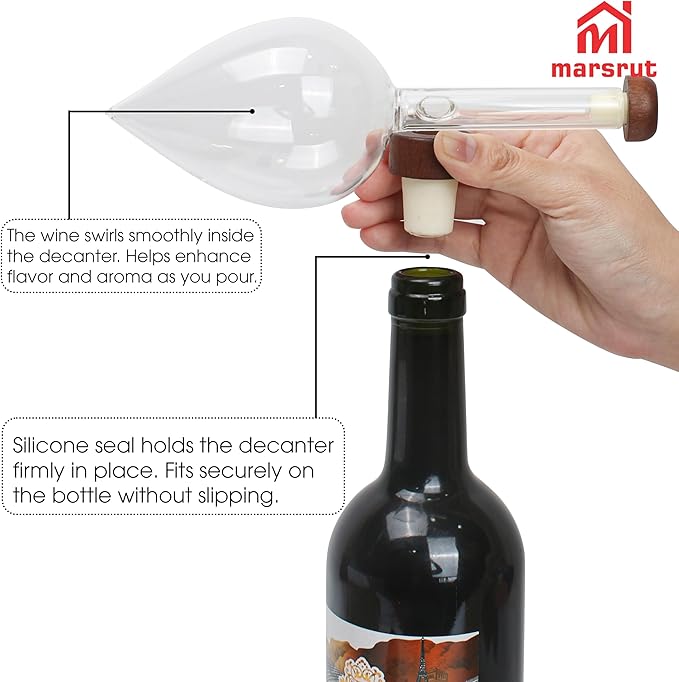 Wine Aerator Decanter Bulb, Italian Aireador De Vino, Wine Whisky Bottle Decantador Dosificador Pourer for Taste Better, Clear Glass Spout, Accessories for Birthday Father Gift Home Gathering, No Drip
