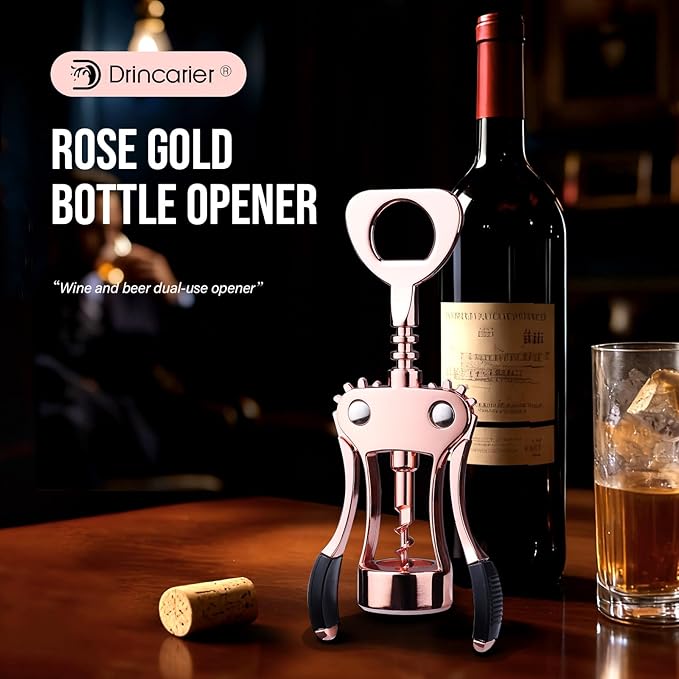 Wine Opener, Zinc Alloy Premium Wing Corkscrew with Multifunctional Bottles Opener, Sharp Wine Corkscrew with Ergonomic Non-Slip Wing Handle, Upgrade