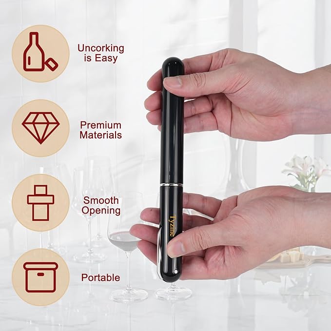 Wine Air Pressure Pump Bottle Opener With Cutting Wine Bottle Foil Knife, Efficient Corkscrew Bottle Opener,Easy Screw Out Tool,Great For Wine Lovers,Perfect Wine Gift. (black), small