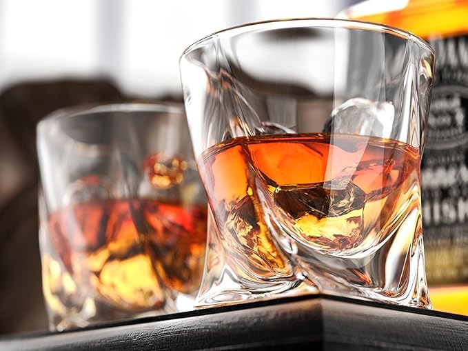 Whiskey Decanter Set for Men - 35 oz, Glass Drink Dispenser for Alcohol or Wine with 2 Diamond Whiskey Glasses - Home Bar Accessories or Holiday Gifts for Dad (Barrel Ship)