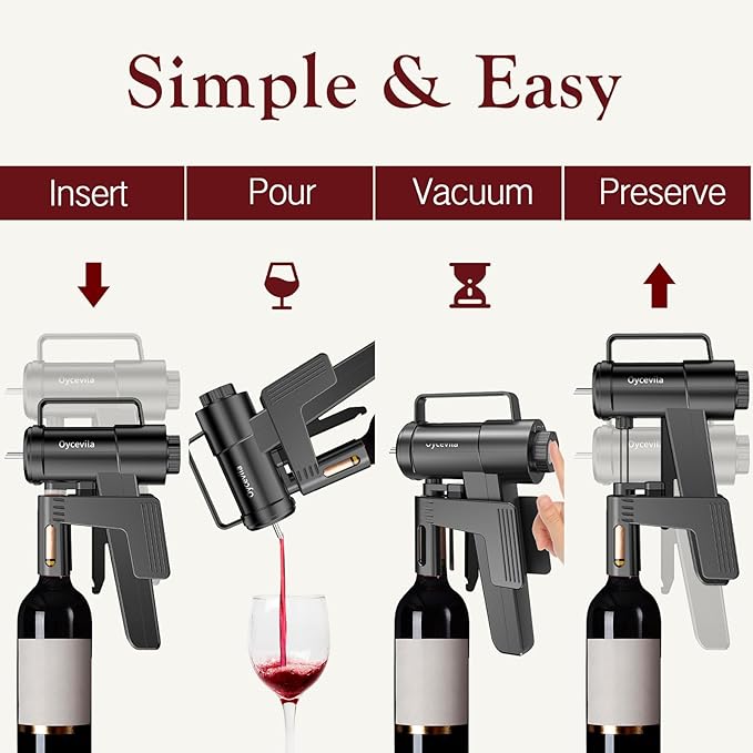 Revolutionary Wine Preservation System & Electric Opener: Built-In Aerator, 5-Week Vacuum Saver, and Precision Wine Dispenser | Luxury Wine Accessories for Discerning Wine Lovers