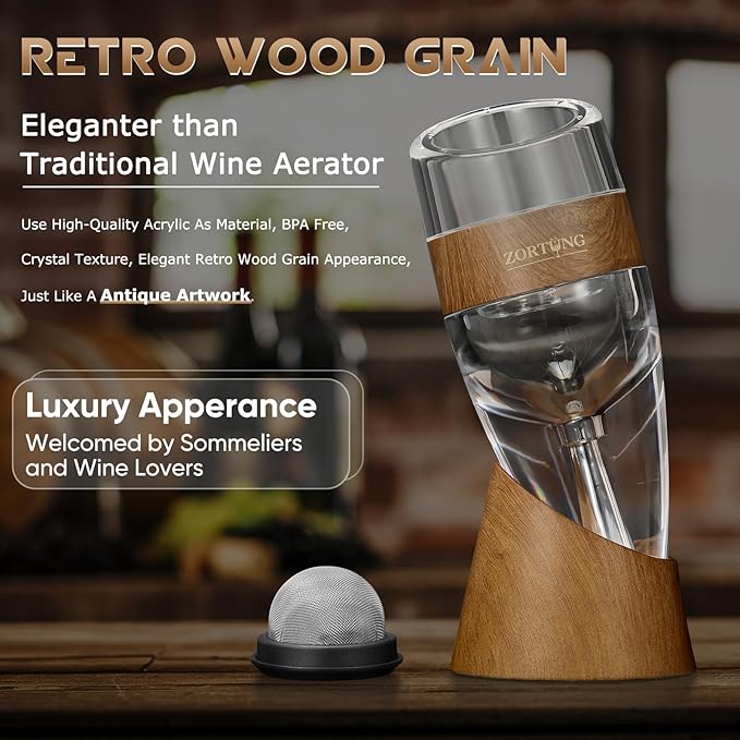 Premium Wine Aerator Pourer - Unique Multi-Stage Aeration Enhance Wine Flavors,Decanter Set Includes Sediment Filter,No-Drip Stand,Travel Pouch Quality and Great Gift for Wine lovers