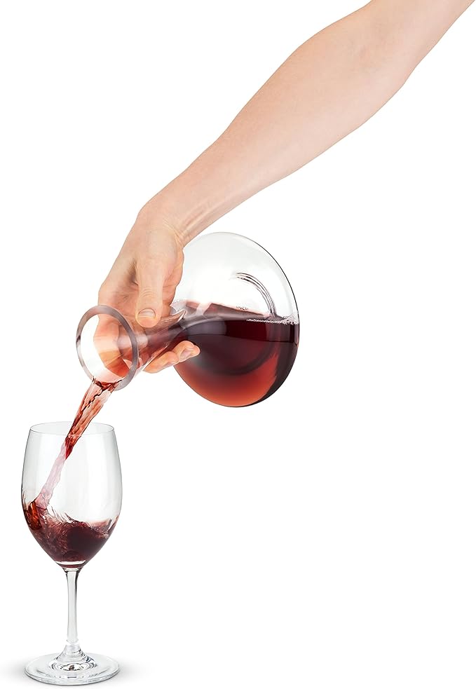 True Petite Wine Decanter, Glass Carafe, Red and White Wine, Wine Aeration, Bar Gadgets, Wine Lover Gifts, Holds 1 Standard Bottle, 28 oz
