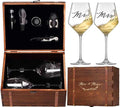 Mr Mrs Wine Glasses Gifts for Wedding/Engagement/Bridal Shower,Classy Engagement Present,Wedding Gift for Couples,Women,Bride to be,Newlyweds-Wedding Keepsake Box with Wine Accessories