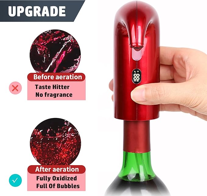 Electric Wine Aerator, Electric Wine Decanter and One Touch Wine Decanter Pourer for Red and White,Smart Wine Aerator and Dispenser with Type C Rechargeable