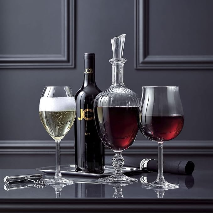 Bella Vino Extra Large Crystal Wine Glasses with Stem - Elegant Wide Rim Stemware Giant Red Patented Stemmed Long for Unique Modern Glass Gifts, Set of 2-32oz., (bv2004)