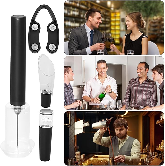 Manual Aerator Corkscrew, Effortless Cork Remover for Old Bottles with Air Pump, Lightweight 124g Construction with Ergonomic Grip, Handheld Camping Kitchen Equipment, Versatile Wedding Gift, Compact