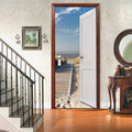 3D Door Wallpaper Self-Adhesive Poster - Beach Street Film Photo Premium PVC Waterproof Sticker Wall for Bedroom Living Room Decoration Stickers 88 x 200 cm