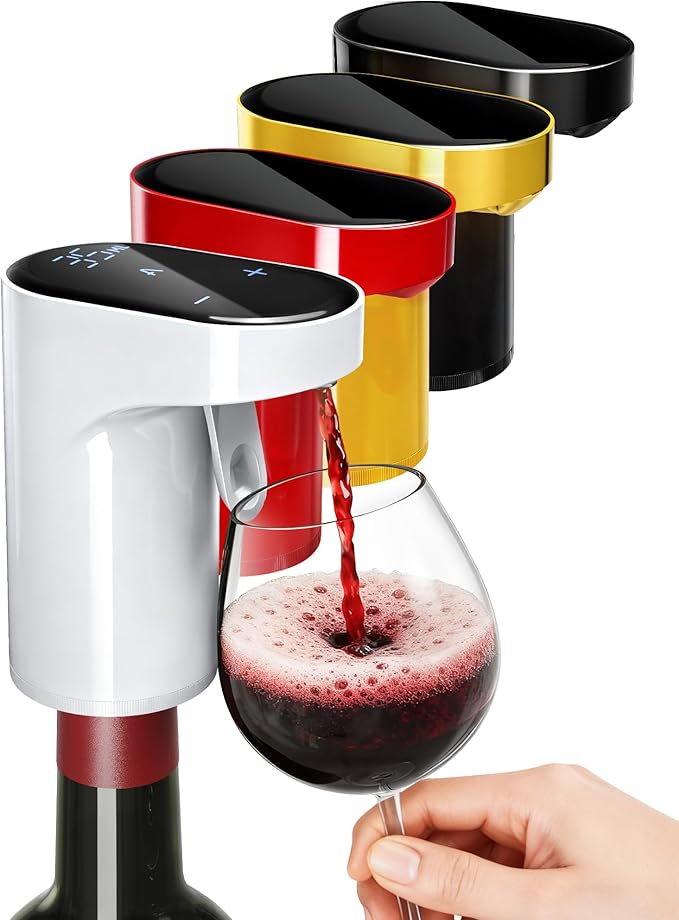 Fathers Day Gift|World Cup Viewing Party Supplies,5-in-1 Electric Wine Decanter & Smart Liquor Dispenser,Automatic Aerator&Pourer with 1-999ml Precision Dosing|Gift for Men,Dad,Whiskey Lovers(White)