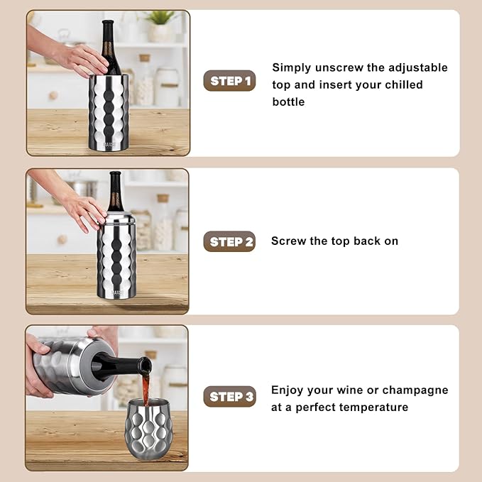 Wine Chiller Single Bottle With 2 Stainless Steel Wine Cup Iceless Cooler insulated Keep Wine Cold up to 6 Hours Fits Most Wine Bottles Gift for Wine Lovers Rapid and Portable(1bottle+2cup)