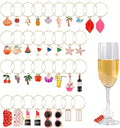 Oubaka 34 Sets Wine Glass Charms Wine Charms for Stem Glasses Wines Glass Markers Charm Identifier Drink Markers Wines Glasses Tags for Christmas Birthday Tasting Party Favors Decorations