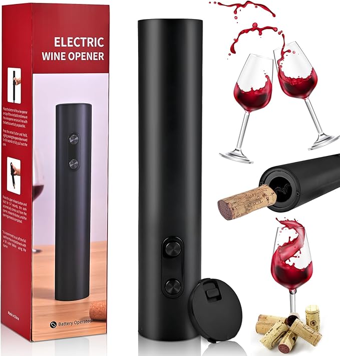 Electric Wine Opener, Battery Operated Wine Bottle Openers, One-Button Operation & Easy Carry Corkscrew Wine Opener for Home Party Bar Wedding, Gifts for Wine Lovers Women Men Waiter