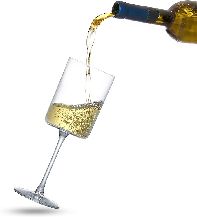JoyJolt Claire 11.4oz White Wine Glass Set of 2, Elegant Crystal Stemware Stemmed Wine Glasses Made in Europe, Unique and Modern Glasses with Stem