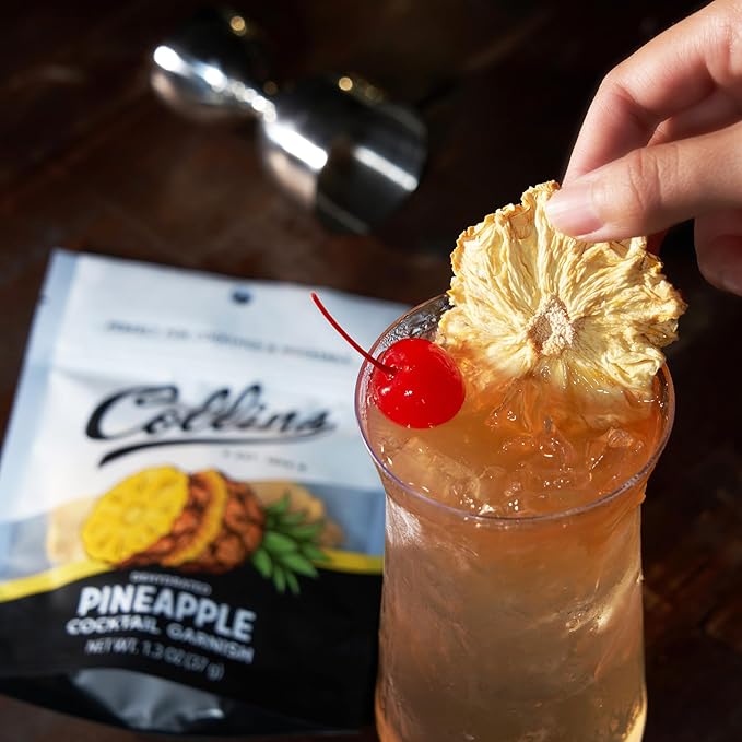 Collins Dehydrated Pineapple Cocktail Garnish Slices, 1.3 oz – Made In USA – Perfect for Piña Coladas, Mai Tais, Mocktails & Desserts – Premium Drink & Food Garnish – 1.3 oz (Pack of 2)
