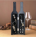 Wine Bottle Shaped Opener Gift Set, 5 Piece Wine Accessories Kit with Corkscrew, Bottle Stopper, Pourer, Foil Cutter, Drip Ring, Black Case, Perfect for Birthday, Wedding, Anniversary, Christmas