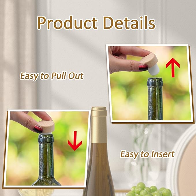 24 Pcs Wine Bottle Corks T-Shaped Stopper Corks, Reusable Wine Corks Wooden and Rubber Wine Stoppers for Wine, Beer Bottle and DIY Homemade Crafts