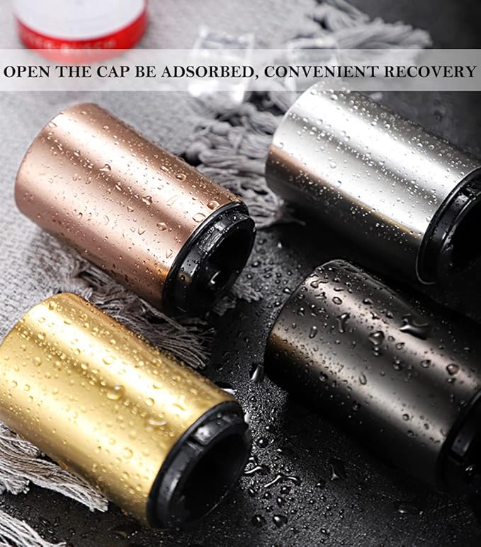 AKOAK 1 Pack Creative Stainless Steel Push-type Beer/Wine Bottle Opener Bar Household Automatic Convenient Cap Opener - Easy to Open a Variety of Bottles,Gold