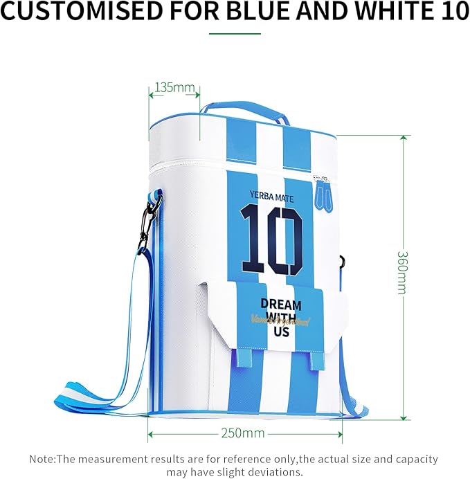Cuopru Premium Matera Bag for Yerba Mate Kit, Argentina Captain NO.10 Carrier Tote Bag - Double Layer Waterproof 2 Wine Bottle Pockets Portable Bags