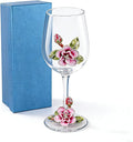 Simcat Handmade Painted Enamel Flower Glass Wine Glasses Transparent Refined Goblet, Stem For Cabernet, Gifts (purple single gift box2)