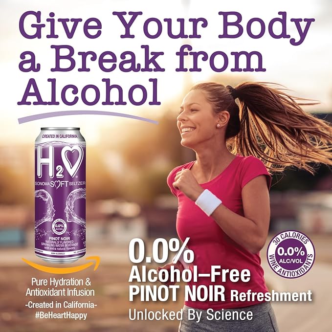 H2o – 0.0% Alcohol Pinot Noir | Non-Alcoholic Wine Alternative, Made in Sonoma | Low Calorie, No Sugar Added | Backed by Science | 12 x 12 fl oz Cans