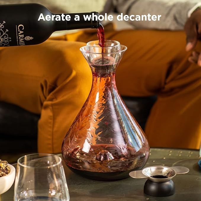 Rabbit Wine, Wine Aerator with Sediment Strainer and Stand, Hand-Free Wine Decanter for Red Wine Lovers, 3.35 x 3.35 x 5.6 IN