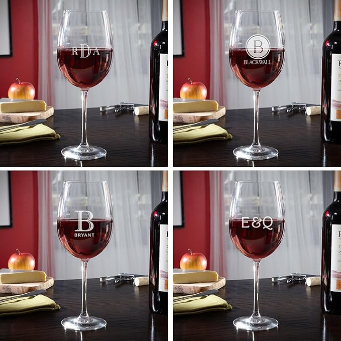 HomeWetBar Personalized Wine Glass with Long Stem - Fancy Stemmed Wine Glass