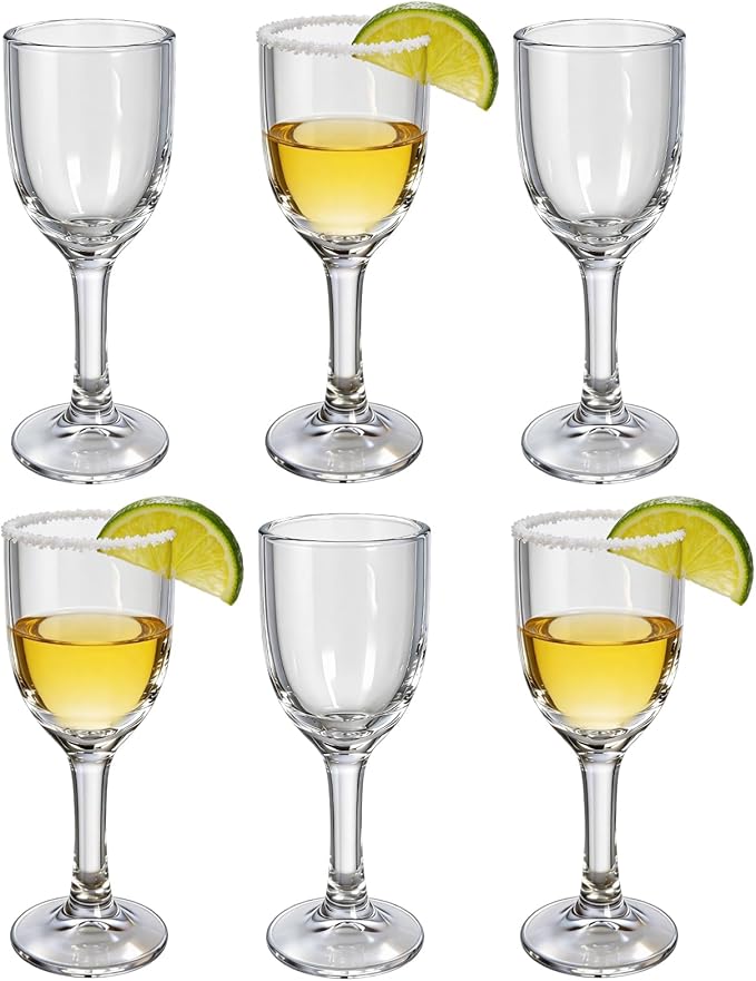 Valeways Shot Glasses, 1oz Mini Wine Glasses Set of 6, Cute Shot Glasses/Great for White and Red Wine/Wine Glass Clear/Tasting Glasses