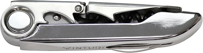 Vinturi All-In-One Waiter's Corkscrew Bottle Opener and Foil Cutter, Silver