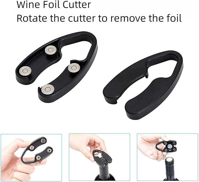 Electric Wine Bottle Opener Auto Wine Opener Cordless Wine Opener Rechargeable with Foil Cutter, Wine Pourer,Vacuum Stopper,USB C Charging Cable,Fathers Day Dad Gifts from Daughter Son(Black)