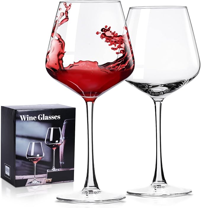 PARACITY Wine Glasses, christmas gift, Clear Glass, Long Stem Wine Glass for Red and White Wine - 10 OZ (Set of 2) (2, 16, Fluid Ounces)