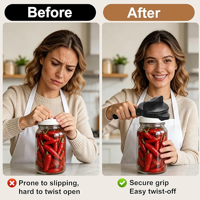 2 Pcs 2026 New 4-in-1 Jar Opener-Adjustable Stainless Steel Lid Remover for Seniors & Arthritis,Non-Slip Grip Fits 1″-3.5″Jars,Bottles & Cans (Brown)