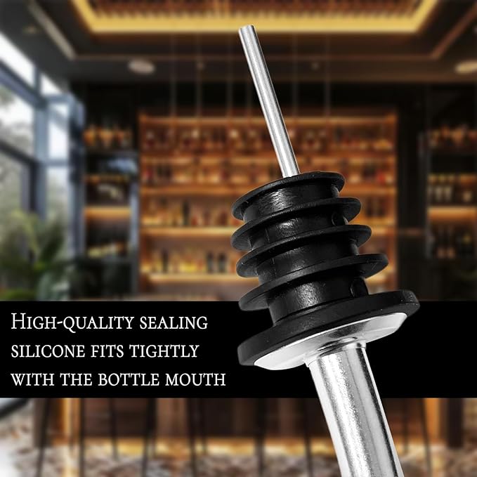 Liquor Pour Spout, Pour Spouts for Liquor Bottles,Liquor Bottle Pourers for Alcohol Wine Syrup Home Bar Accessories Black 2 Pack