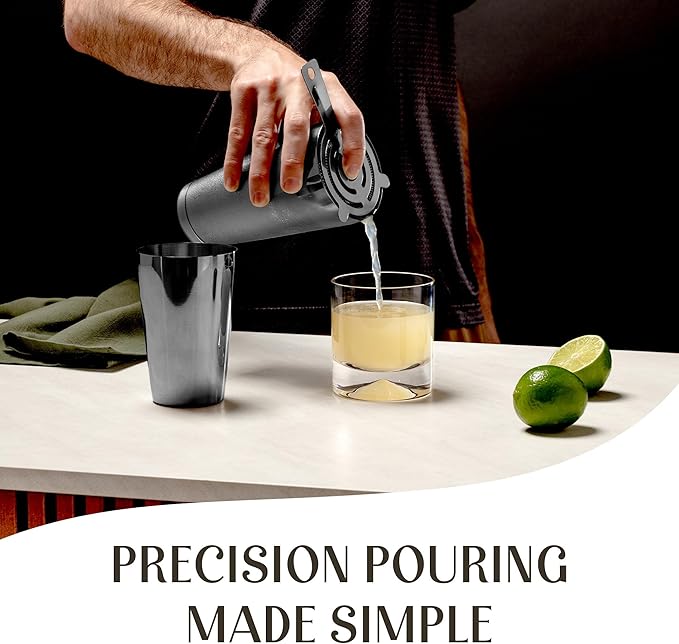 Mixology & Craft Boston Shaker Set with Weighted Martini Shakers | Cocktail Shaker Set Includes Strainer and Japanese Jigger | Great Gift Bar Set with Exclusive Recipe Cards | Leak-Proof (Gun-Metal)