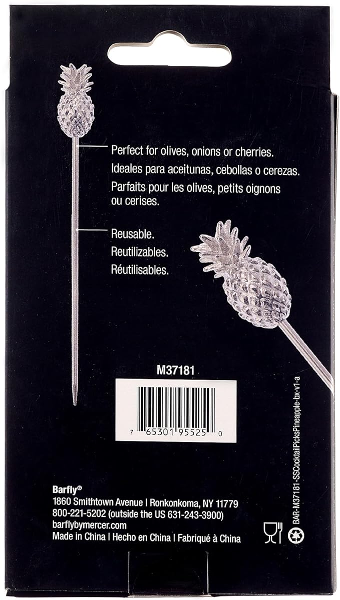 Barfly Cocktail Picks, Pineapple, Stainless Steel, Set 12, 4.5"