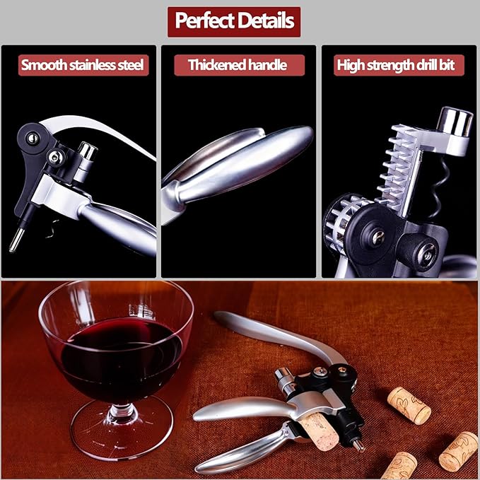 Wine Bottle Opener Corkscrew Gift Set, 8 Pieces Manual Corkscrews Wine Opener with Classic Wooden Box, Stainless Steel Wine Opener kit Wedding Birthday Gifts for Wine Lovers