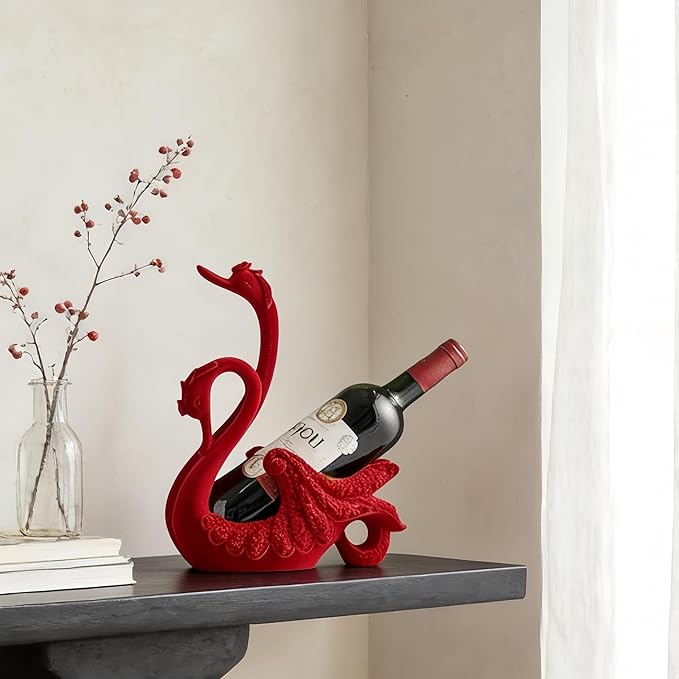 XINXUAN Swan Couple Wine Bottle Holder Countertop, Gifts for Women, Wine Lovers, Decor for Kitchen, Wine Gifts for Women, Ornament Display Stand