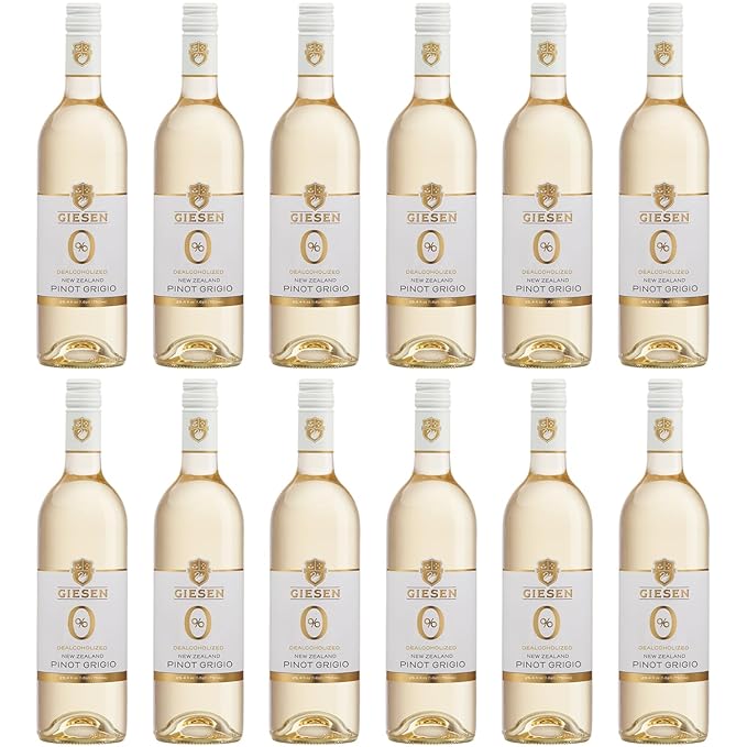 Giesen Non-Alcoholic Premium Pinot Grigio - Premium Dealcoholized White Wine Pinot Gris from New Zealand | 12 PACK
