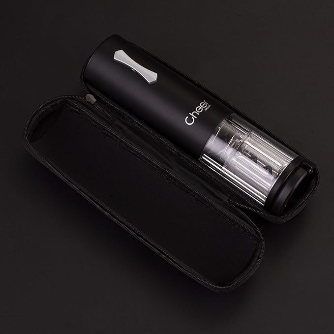 CHEER Electric Wine Opener with USB Rechargeable Lithium Battery with Foil Cut, Carrying Bag (Black) 7717-1795-012