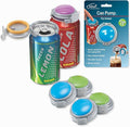Jokari 2 Click Fizz Keeper Pump and Pour for 12oz Cans 4 Pack Carbonation Preserver with Pump Top for Soda Beer and Seltzer Airtight Spillproof Can Cap for Freshness and Travel Use