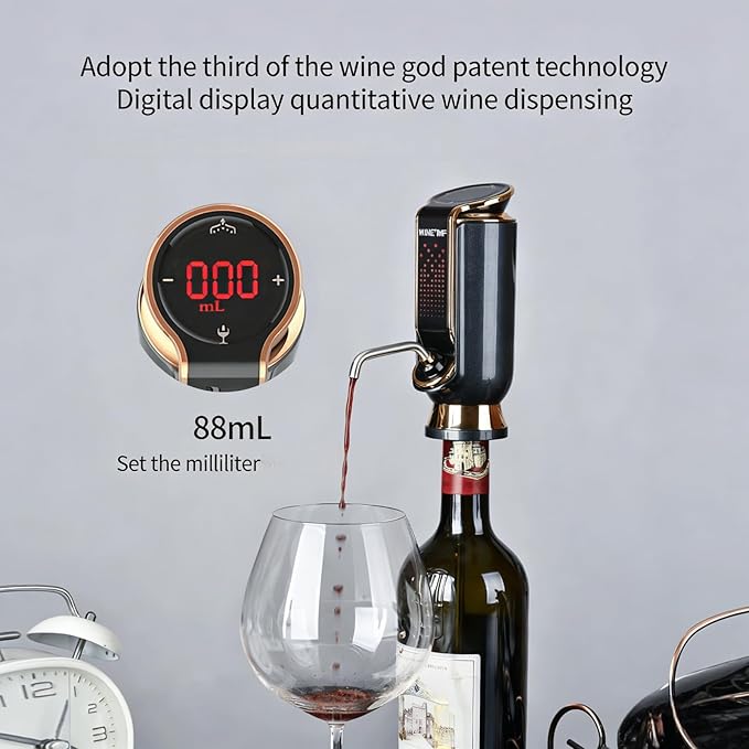 Wine Aerator, Preserver & Dispenser,4-in-1 Electric Wine Aerator with LED Display,Long Lasting Freshness,A Luxurious Gift for Wine Lovers and Women