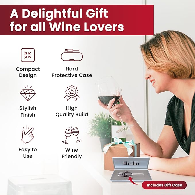 TRIBELLA Air Speed Wine Aerator, Multi-Stream Drip Free Wine Aeration 3 Acrylic Spouts Design, Handmade Kitchen Essential Easy to Use, No-Drip Gift in Protective Gift Case