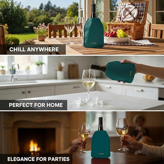 Wine Cooler Sleeve, Wine Bottle Gel Cooler Sleeve Freezer Chiller, Long Lasting Keep Wine Cool and Chill Sleeve for Prosecco Champagne Beer Wine Bottles(1PCS Blackish green)
