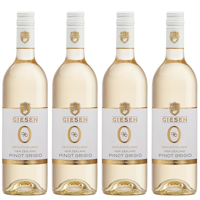 Giesen Non-Alcoholic Premium Pinot Grigio - Premium Dealcoholized White Wine Pinot Gris from New Zealand | 4 PACK