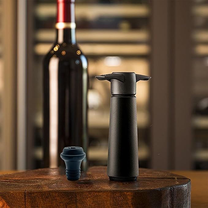 Wine Saver Vacuum Pump with 6 Stoppers, Wine Pump and Wine Vacuum Stopper, Reusable Bottle Sealer Keeps Fresh