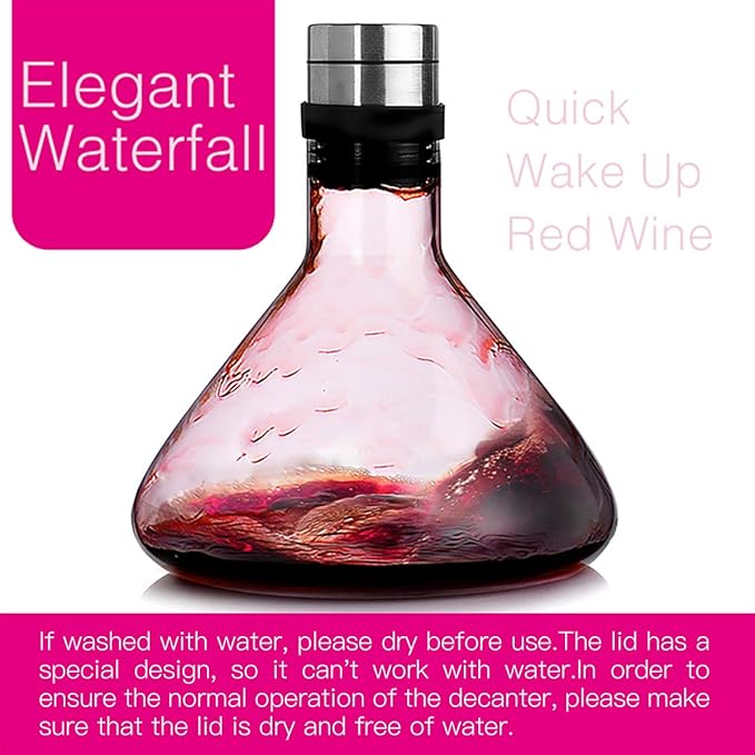 Wine Breather Carafe Decanter with lid 50oz, High-borosilicate heat-resistant glass refined by Mouthblown carafe