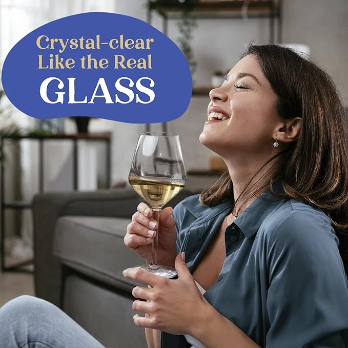 crayline Plastic Wine Glasses Set of 4(15oz) |Unbreakable Wine Glasses with Stem|100% Tritan & BPA Free |Dishwasher Safe| Awesome For Pool, Beach, Travel, Pool, Camping, Beach, Picnic, Everyday Use.