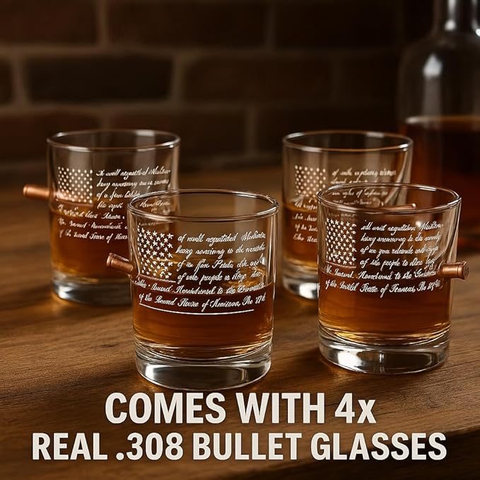 Gifts for Men Dad, The Wine Savant AR15 2nd Amendment 1000 ML Whiskey Decanter Set with 4 Glasses, Unique Birthday Gift Ideas for Him Husband Grandpa Cool Military Tequila Liquor Dispenser Home Bar